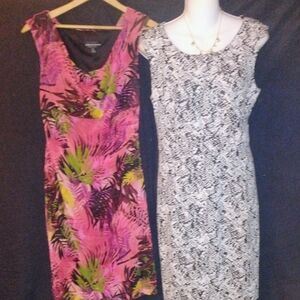 W4 Sandra Darren Black And White And Connected Apparel Pink Tropical. Size 12